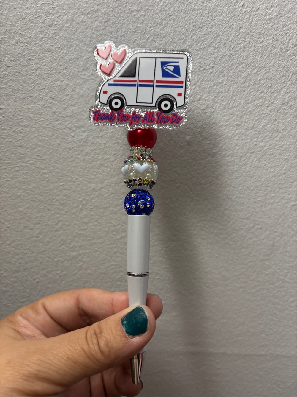 Red White Blue Mail Carrier Pen  - Thank You Design